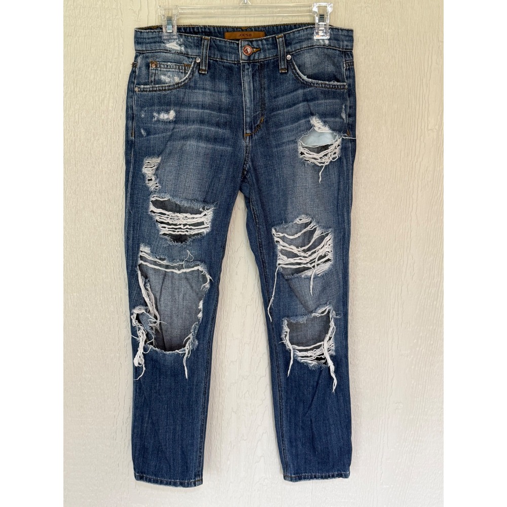 Joes Jeans The Billie Crop Boyfriend Slim Crop Distressed Jeans Blue W28